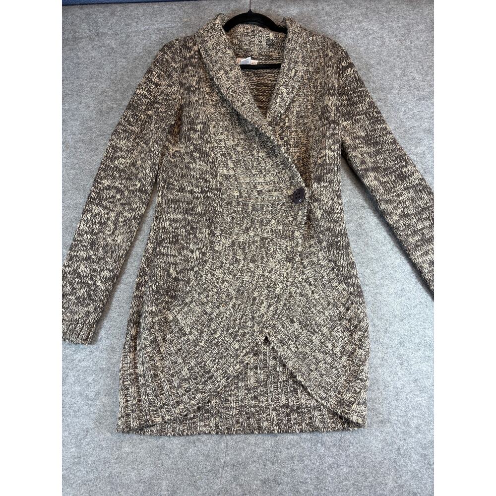 Glimmer By J.J. Basics Long Cardigan Womens L Marled Knit Shawl Asymmetric Coat